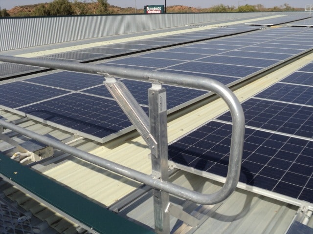 Roof walkway and guardrail to protect fragile surface and solar panels
